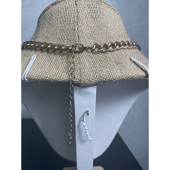 J Crew White & Gold Statement Necklace With Chain & Rhinestone Accents - Picture 4 of 4